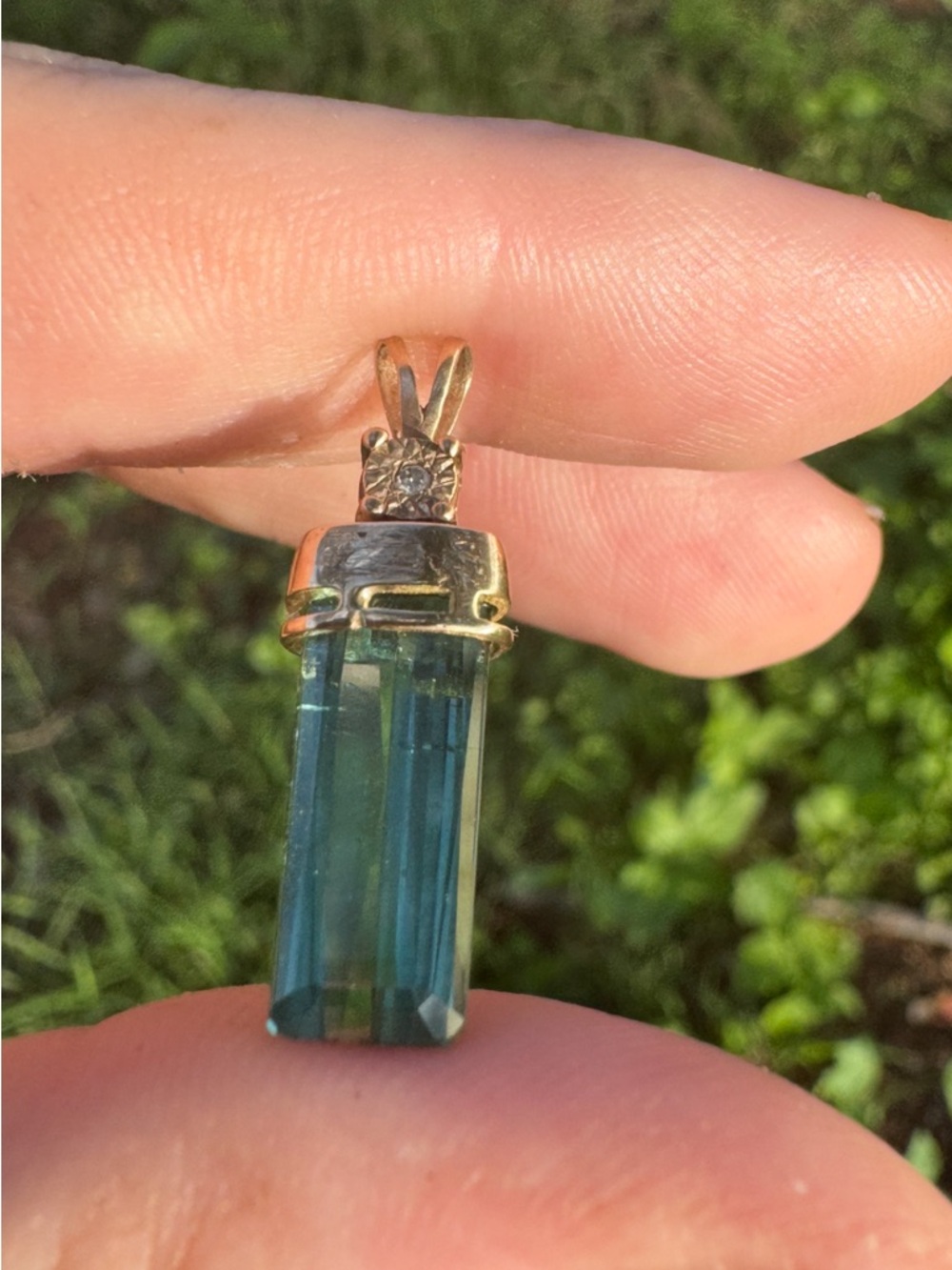 Solid 10k gold RARE Handmade genuine clean tourmaline/diamond pendant high end - Picture 8 of 11